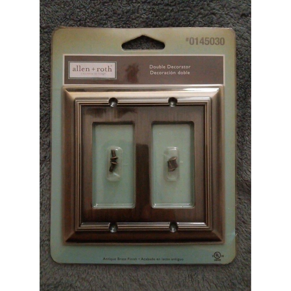Antique Brass Double Switch 2 Gang Decorator/Rocker Decorator Wall Plate Cover A